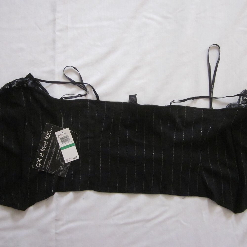 NWT Rampage Pinstripe and Lace Top - Jr's sz L - Picture 4 of 12